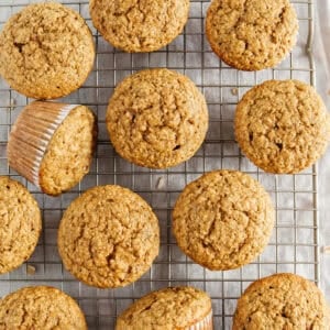 These Healthy Banana Bran Muffins are moist, fluffy, and made healthier with wholesome oat bran cereal, bananas and zero butter or added sugar. Delicious quick on-the-go morning breakfast!