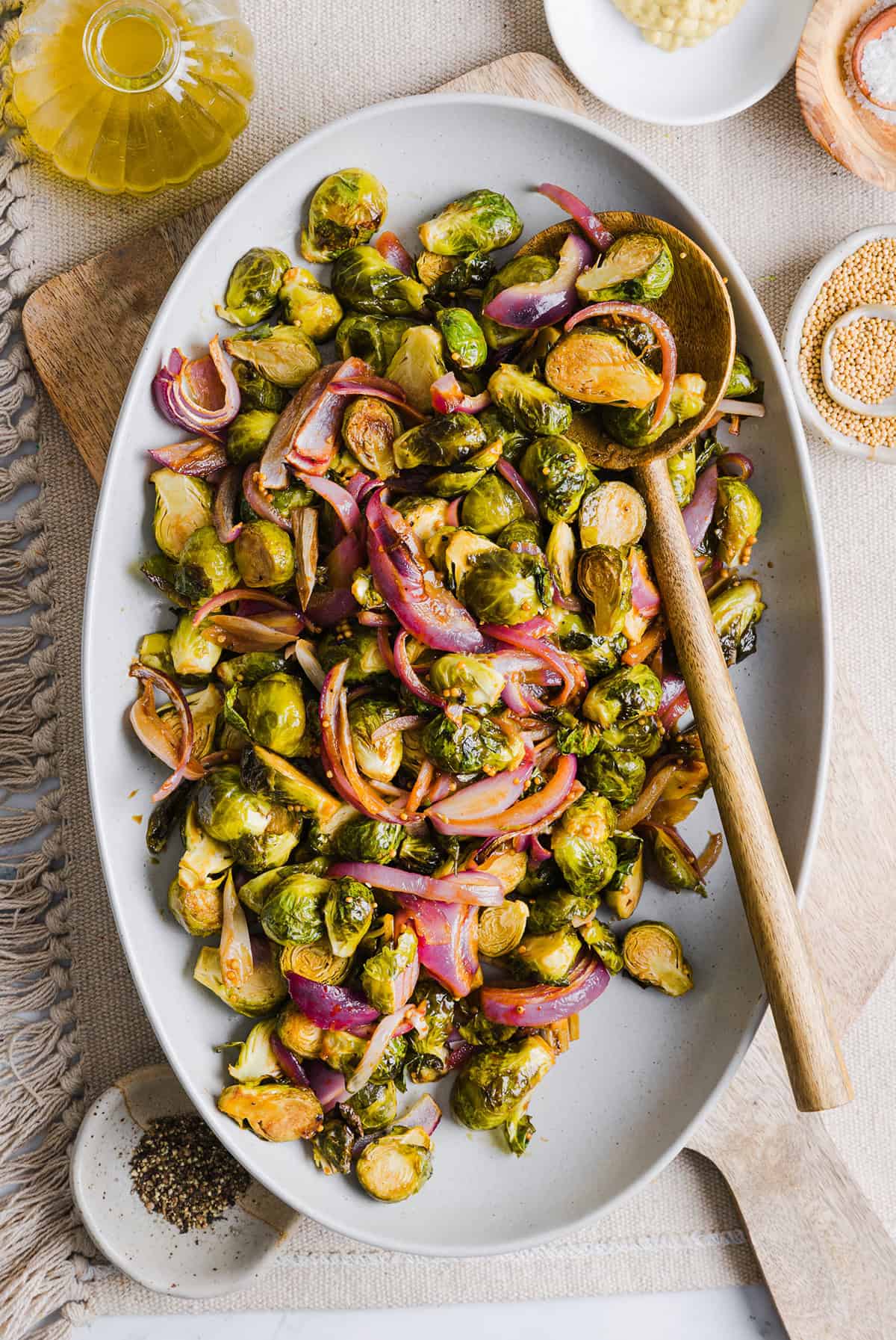 These Balsamic Roasted Brussels Sprouts make the perfect side dish that is so flavorful and easily made in under 30 minutes!  The honey balsamic glaze is simply incredible!